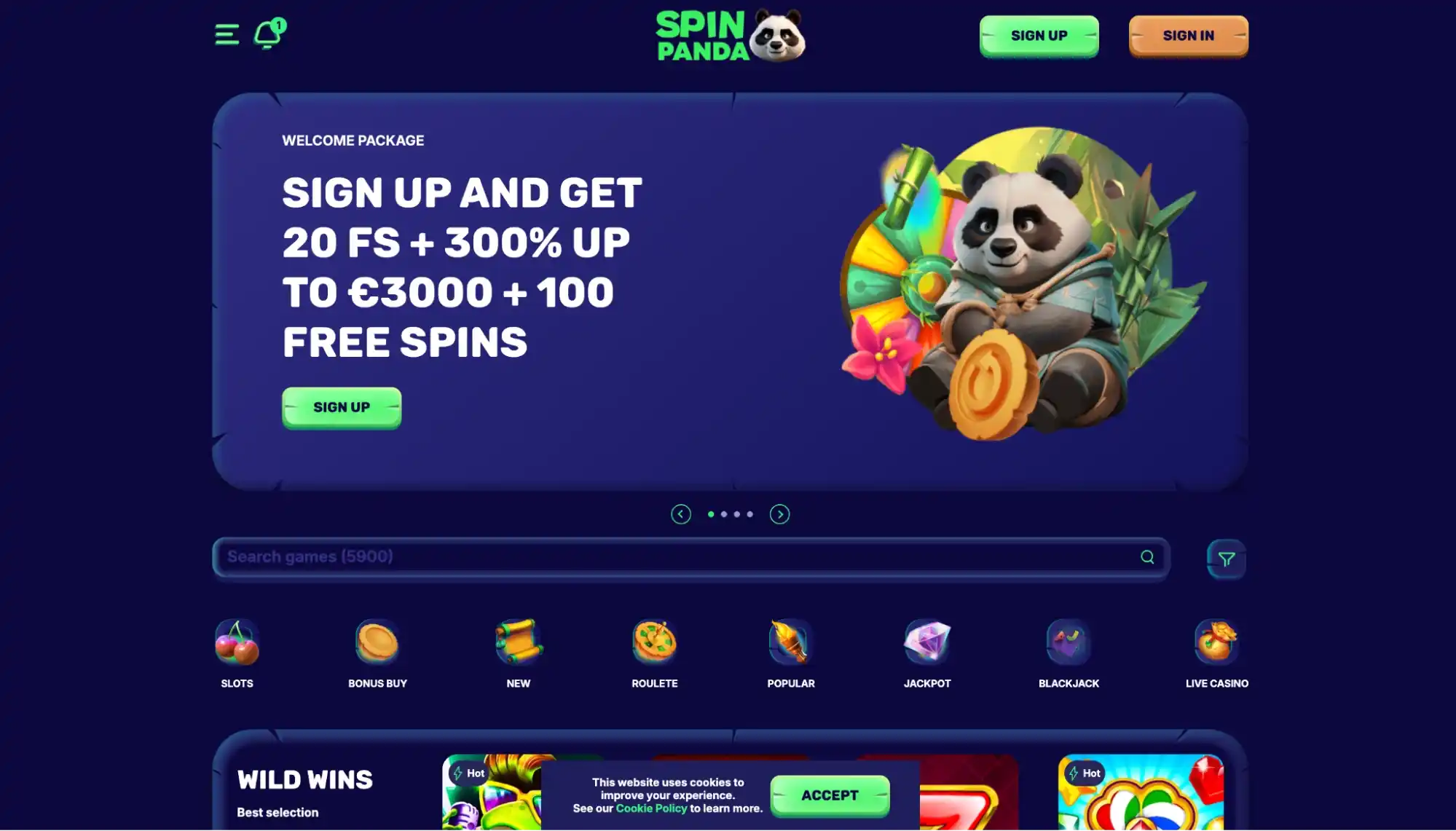 spinpanda main page